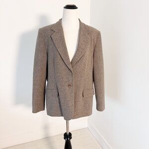 PENDLETON Women’s 16P Taupe Blazer Herringbone Lambswool Equestrian Academia
